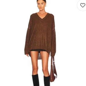 Show‎ Me Your Mumu Ozzy Oversized Sweater in Chocolate Knit Medium Relaxed Cozy